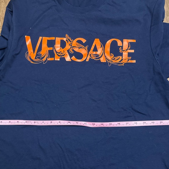 Versace Navy Barocco T-Shirt - Size M - Picture 3 of 6